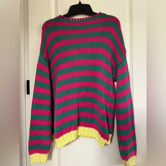 Striped Pink and Green Sweater - Picture 5 of 9